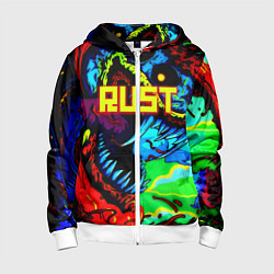 Толстовка на молнии детская Rust hyperbeast, цвет: 3D-белый