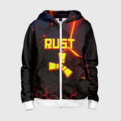 Толстовка на молнии детская Rust hexagon краски, цвет: 3D-белый