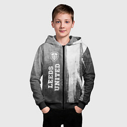 Толстовка на молнии детская Leeds United - grey gradient по-вертикали, цвет: 3D-черный — фото 2