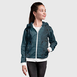 Толстовка на молнии детская Руны и скандинавская татуировка Одина, цвет: 3D-белый — фото 2