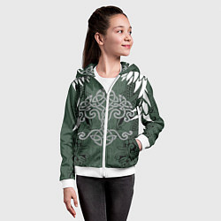 Толстовка на молнии детская Древние руны и древо жизни с крыльями, цвет: 3D-белый — фото 2