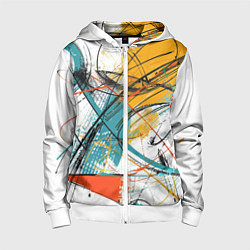Толстовка на молнии детская Абстракция цвета, цвет: 3D-белый
