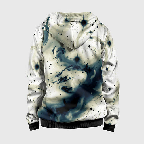 Детская толстовка на молнии Бежевый и тёмно-синий космическая абстракция / 3D-Черный – фото 2