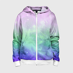 Толстовка на молнии детская Космический бледный розово-синий, цвет: 3D-белый