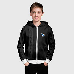 Толстовка на молнии детская BMW - перфоманс монохром, цвет: 3D-белый — фото 2
