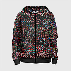 Детская толстовка на молнии Тёмный чёрно-красный мелкий квадрат