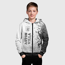 Толстовка на молнии детская Aston Villa - white gradient по-вертикали, цвет: 3D-черный — фото 2