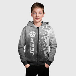 Толстовка на молнии детская Jeep - grey gradient по-вертикали, цвет: 3D-черный — фото 2
