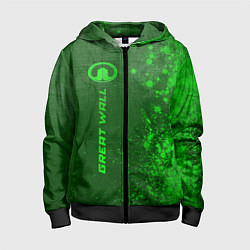 Толстовка на молнии детская Great Wall - green gradient по-вертикали, цвет: 3D-черный