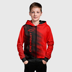 Толстовка на молнии детская Chevrolet - red gradient по-вертикали, цвет: 3D-черный — фото 2