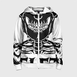 Толстовка на молнии детская Skeleton череп, цвет: 3D-белый