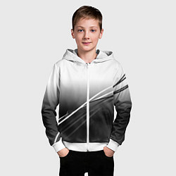 Толстовка на молнии детская Градиент с полосами из белого в тёмный, цвет: 3D-белый — фото 2