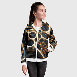 Толстовка на молнии детская Черно-золотая абстракция, цвет: 3D-белый — фото 2