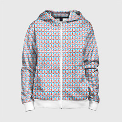 Детская толстовка на молнии Красно-синие фигуры на белом фоне