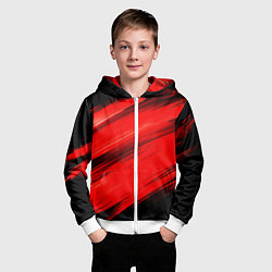 Толстовка на молнии детская Красные мазги краски на черном, цвет: 3D-белый — фото 2