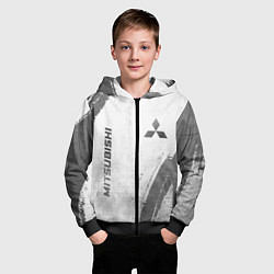 Толстовка на молнии детская Mitsubishi - white gradient вертикально, цвет: 3D-черный — фото 2