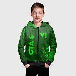 Толстовка на молнии детская GTA 6 - green gradient вертикально, цвет: 3D-черный — фото 2