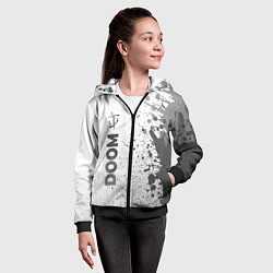 Толстовка на молнии детская Doom - white gradient по-вертикали, цвет: 3D-черный — фото 2
