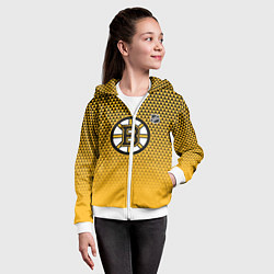 Толстовка на молнии детская Бостон Брюинз - паттерн треугольников, цвет: 3D-белый — фото 2