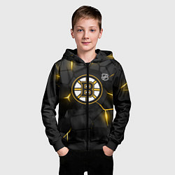Толстовка на молнии детская Бостон Брюинз - плиты с подсветкой, цвет: 3D-черный — фото 2