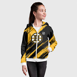 Толстовка на молнии детская Бостон Брюинз - брызги краски, цвет: 3D-белый — фото 2