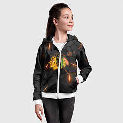 Толстовка на молнии детская Чикаго Блэкхокс - плиты с подсветкой, цвет: 3D-белый — фото 2