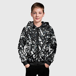 Толстовка на молнии детская Искажённый пёстрый чёрно-белый, цвет: 3D-черный — фото 2