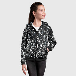 Толстовка на молнии детская Искажённый пёстрый чёрно-белый, цвет: 3D-черный — фото 2