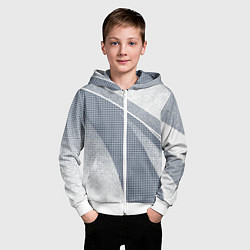 Толстовка на молнии детская Светлый серо-голубой текстурированный с полосой, цвет: 3D-белый — фото 2