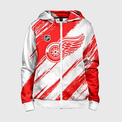 Толстовка на молнии детская Детройт Ред Уингз - брызги красок, цвет: 3D-белый