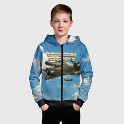 Толстовка на молнии детская Bombardino Crocodillo мем, цвет: 3D-черный — фото 2