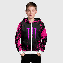 Толстовка на молнии детская Monster energy неоновые краски лого, цвет: 3D-белый — фото 2