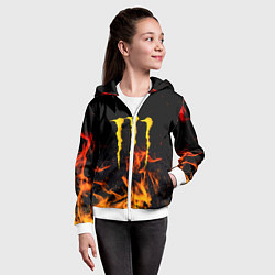 Толстовка на молнии детская Monster energy orange fire, цвет: 3D-белый — фото 2