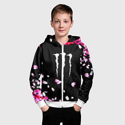 Толстовка на молнии детская Monster energy sakura, цвет: 3D-белый — фото 2