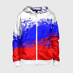 Толстовка на молнии детская Патриот - флаг, цвет: 3D-белый