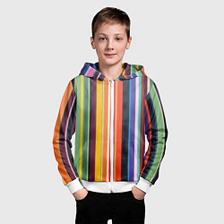 Толстовка на молнии детская Разноцветная полоска, цвет: 3D-белый — фото 2