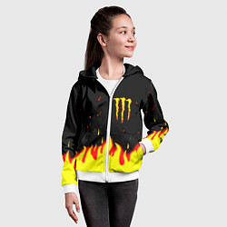 Толстовка на молнии детская Monster energy fire steel, цвет: 3D-белый — фото 2