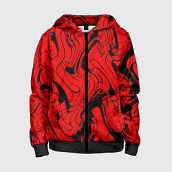 Детская толстовка на молнии Чёрно-красный абстрактный линии