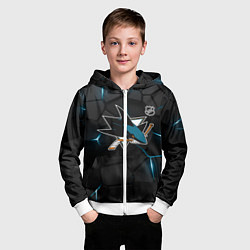 Толстовка на молнии детская Сан Хосе Шаркс - плиты с подсветкой, цвет: 3D-белый — фото 2