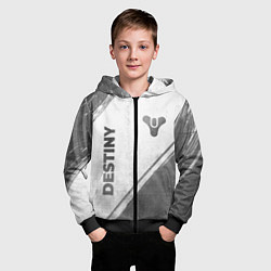 Толстовка на молнии детская Destiny - white gradient вертикально, цвет: 3D-черный — фото 2