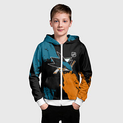 Толстовка на молнии детская Сан Хосе Шаркс - два цвета, цвет: 3D-белый — фото 2