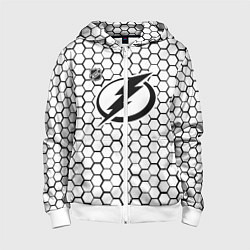 Толстовка на молнии детская Тампа Бэй Лайтнинг - белые соты, цвет: 3D-белый