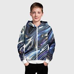 Толстовка на молнии детская Серебро жидкий металл, цвет: 3D-белый — фото 2