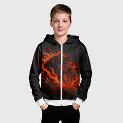 Толстовка на молнии детская Инфернальный волк, цвет: 3D-белый — фото 2