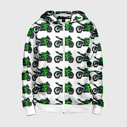 Детская толстовка на молнии Motorbike green