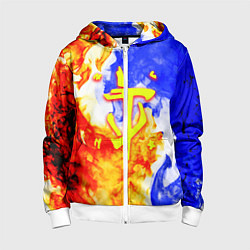 Толстовка на молнии детская Doom битва огня, цвет: 3D-белый