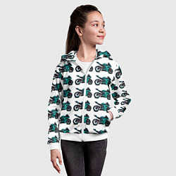 Толстовка на молнии детская Motorbike light blue, цвет: 3D-белый — фото 2