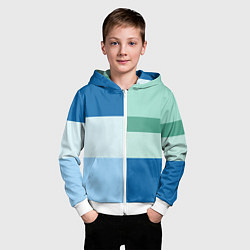 Толстовка на молнии детская Мятное небо колор-блок, цвет: 3D-белый — фото 2