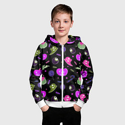 Толстовка на молнии детская Halloween pink black pumpkin, цвет: 3D-белый — фото 2