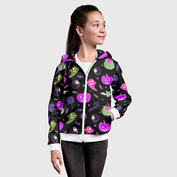 Толстовка на молнии детская Halloween pink black pumpkin, цвет: 3D-белый — фото 2